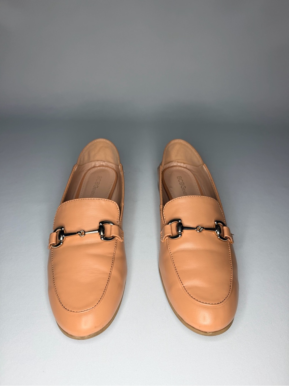 BCBGeneration Tan Leather Loafers with Metal Bit